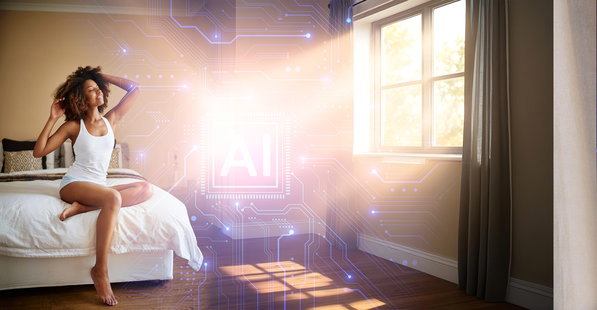 Tech-inspired graphic representing adaptive sleep systems